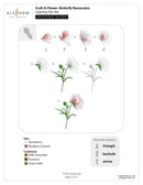 Altenew Craft-A-Flower Butterfly Ranunculus die set layering guide with flower illustrations and ink color options.