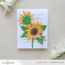 Card with sunflower design and 'I'm here for you' text on a light background, featuring the Altenew brand.