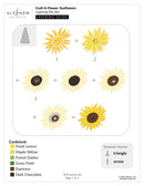 Layering die set for sunflowers with color chart and keyhole names on a white background
