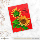 Card with sunflower design and text on a white marble surface, featuring the brand 'Altenew'.