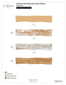 Layering guide for a craft project kit with different ink colors and layering options.