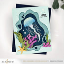Card with jellyfish design and 'sea you later' text on a light blue background