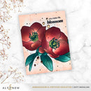 Card with floral design and text 'you make life blossom' on a marble surface with dried flowers.