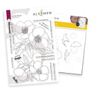 Clear stamp set with floral designs and sentiment text on a white background, featuring the brand 'Altenew'.