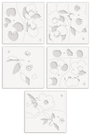 Set of floral and leaf stencils on a white background