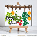 Card with plants and 'love you' text on a wooden easel