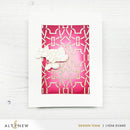Pink card with geometric pattern and white floral design on a white background, featuring Altenew branding.