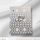 Patterned card with 'HELLO' text on a gray background