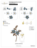 Layering die set for creating floral designs with assembly guide and inspiration illustration.