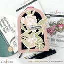 Decorative card with floral design and 'hello, Gorgeous' text, surrounded by Altenew products.