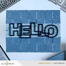 Blue textured card with 'HELLO' text and Altenew branding