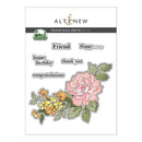 Clear stamp set with floral design and text on a white background, featuring the brand 'Altenew'.