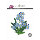 Altenew Forget-Me-Not Layering Die Set packaging with blue flowers and green leaves on a white background.
