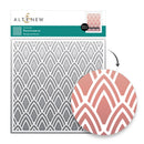Altenew Pointweave Background Stencil with patterned paper sample on a white background