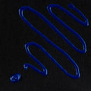 Blue nail polish swatch on a black background