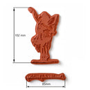 Terracotta-colored decorative item with measurements on a white background