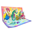 Colorful 3D pop-up card with sea-themed characters on a white background
