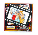 Cartoon illustration of people taking a selfie with a film strip border and 'Cheri Bury' branding.