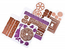 Set of decorative stamps with floral and geometric designs on a white background