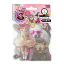 Packaged product with illustrations of cats and dogs wearing accessories on a white background.