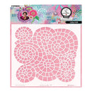 Pink maze design stencil with Studio Light branding on a colorful packaging background.