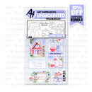 Art Impressions clear stamps with illustrations and text on a white background