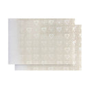 Two beige greeting cards with heart pattern on a white background
