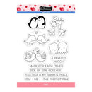 Clear stamps with animal designs and romantic text on a white background