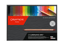 Caran d'Ache Luminance 6901 colored pencil set packaging with color swatches and pencils.