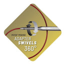 Adapter swivels 360 degrees with red cable on a yellow background