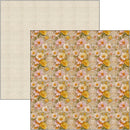 Floral patterned paper with pink, yellow, and white flowers on a beige background