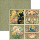 Artistic collage with floral, animal, and decorative elements on a textured green background.