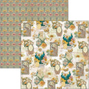 Decorative paper with floral and peacock designs on a white background