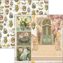 Vintage-style collage with decorative elements like flowers, butterflies, and architectural details.