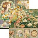 Collage of vintage-style illustrations featuring women, parrots, and flowers with 'Art Nouveau' text.