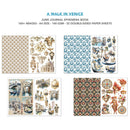 Junk journal ephemera book with Venice-themed designs on a white background