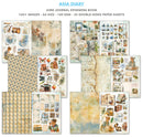 Collection of junk journal ephemerca book pages with various designs on a white background.