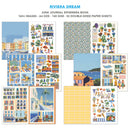 Junk Journal Ephemera Book titled 'Riviera Dream' with various scenic and patterned pages.
