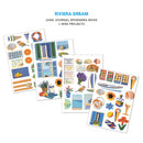 Collection of colorful stickers with Mediterranean-themed designs on a white background.