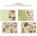Junk Journal Ephemera Book with vintage-themed paper sheets on a white background