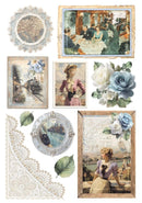 Collection of vintage-style images including people, flowers, and scenic views.