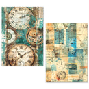 Two vintage-style clock designs on a white background