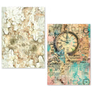 Two decorative panels with vintage design elements on a white background