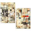 Two artistic collage prints with text and graphics on a white background