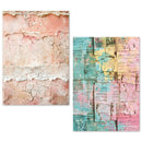Two textured art pieces with pastel colors on a white background