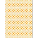 Patterned paper with yellow geometric design on a white background