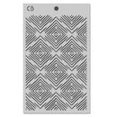 Rectangular metal stencil with geometric pattern on a white background
