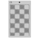 Metallic stencil with geometric pattern on a white background