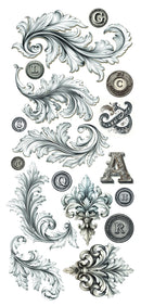 Decorative vintage-style letter stickers with intricate designs and monograms.
