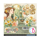 Design paper pad with artistic illustration of a woman, flowers, and vintage elements on the cover.